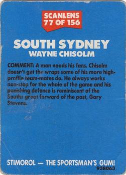 1989 Scanlens #77 Wayne Chisholm Back